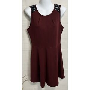 Mossimo Burgundy Sleeveless‎ Black Lace Cutout Dress M, NWOT Above Knee